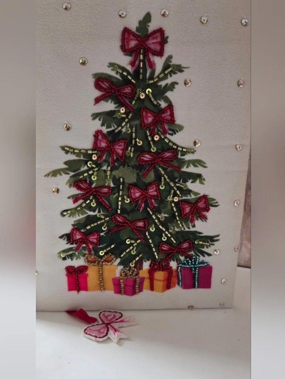 Holiday Velvet Journal with Embellished Christmas Tree Bookmark Included